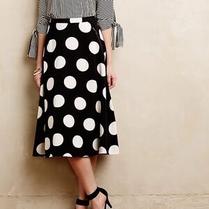 Anthro HD in Paris Deco Dot Midi Skirt black white size 2